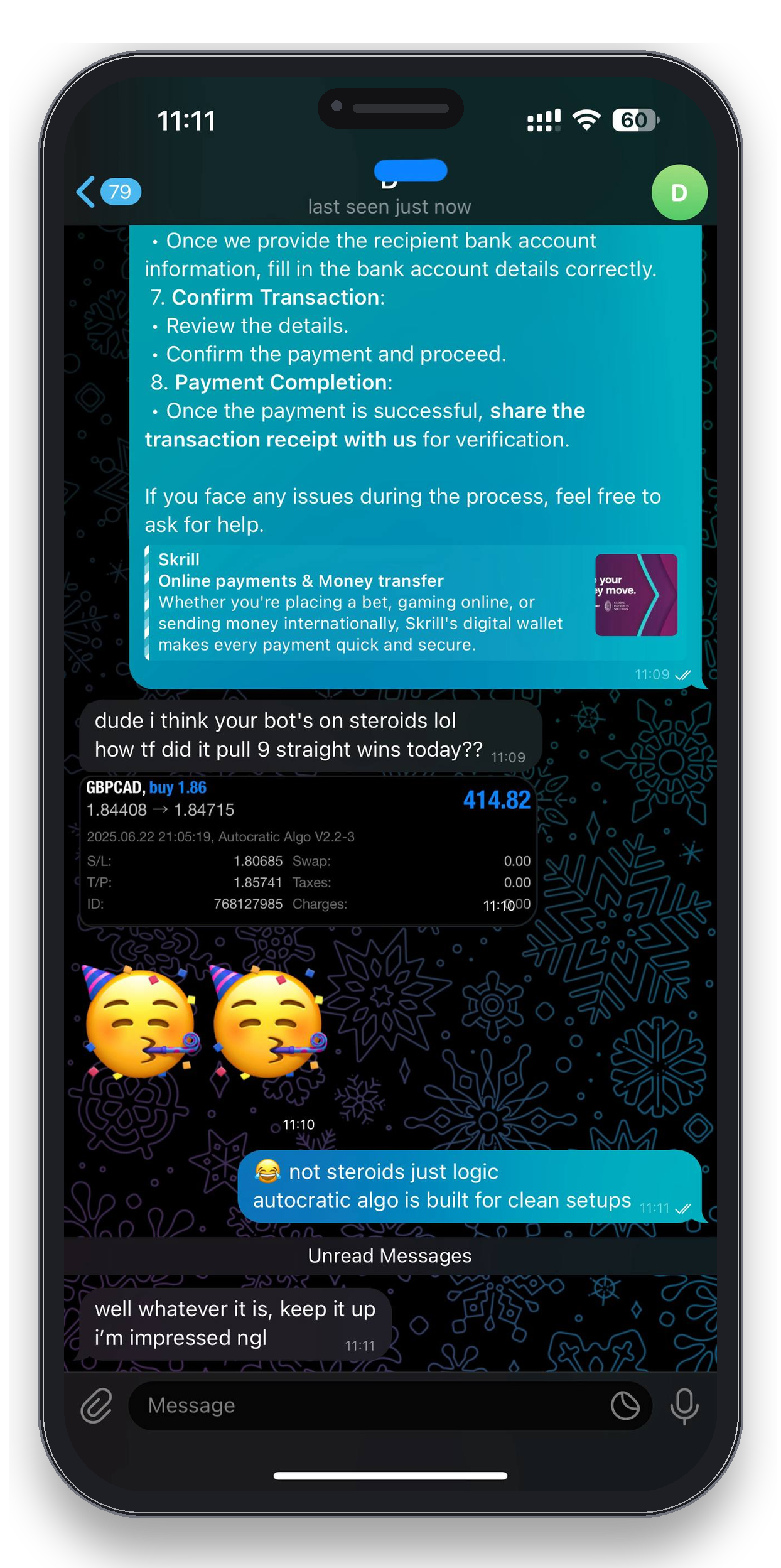 Client review 5 — verified trading result from Telegram community