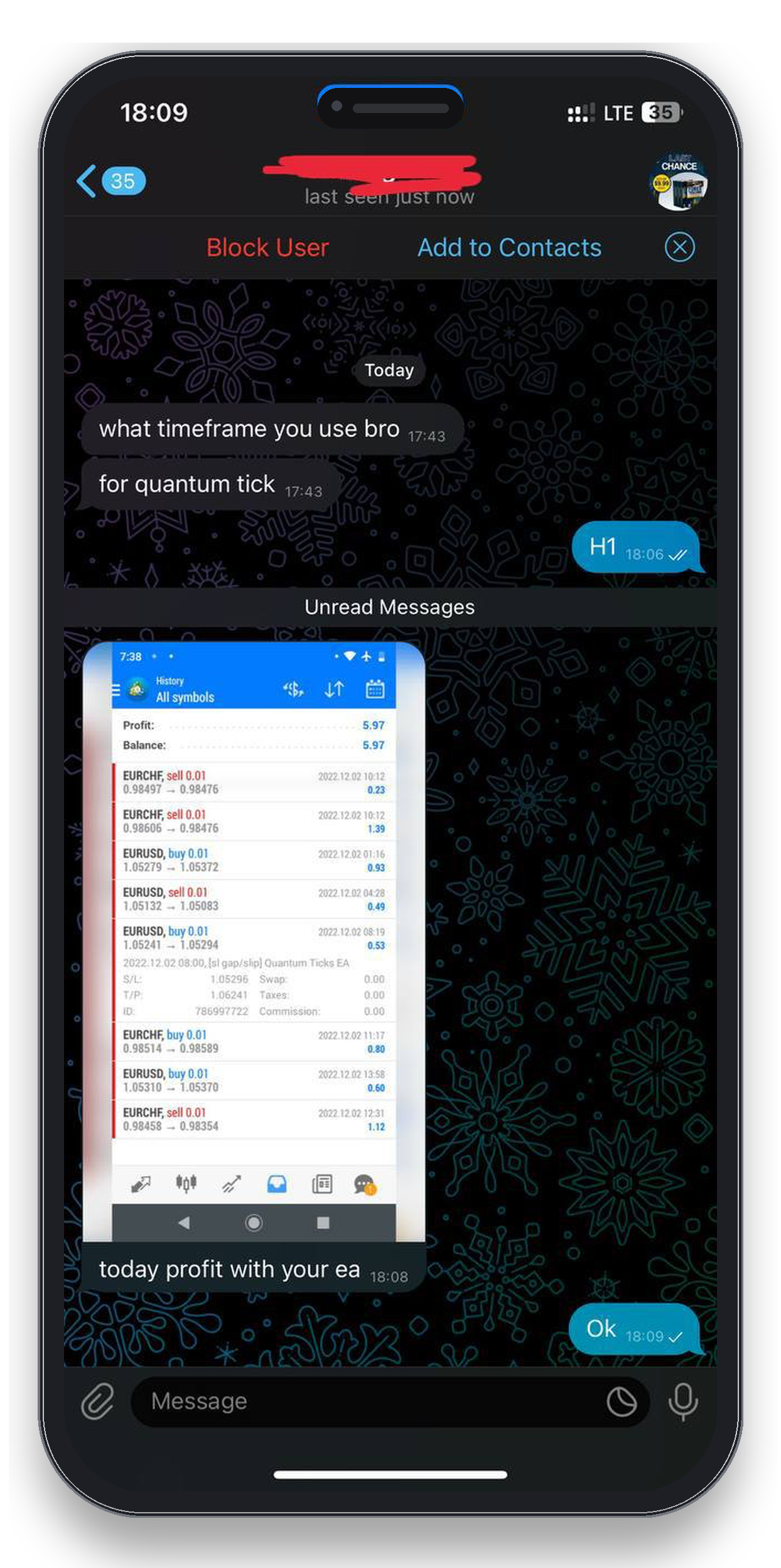 Client review 9 — verified trading result from Telegram community
