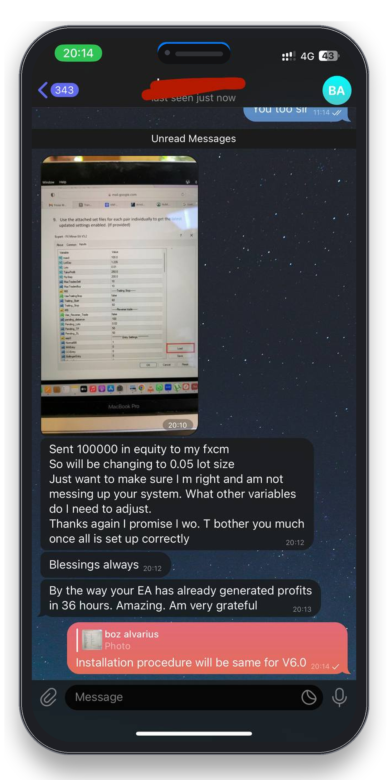 Client review 10 — verified trading result from Telegram community