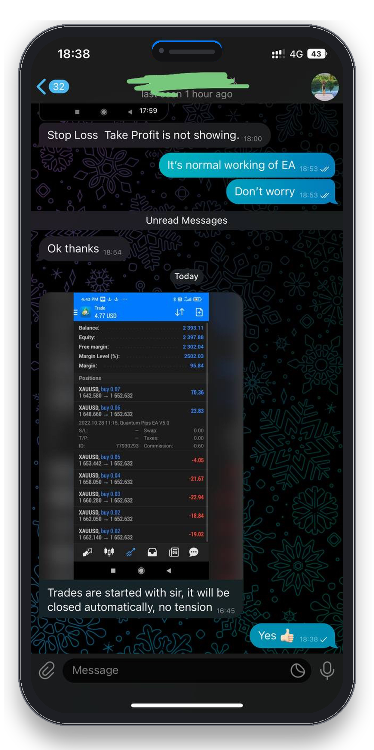 Client review 13 — verified trading result from Telegram community